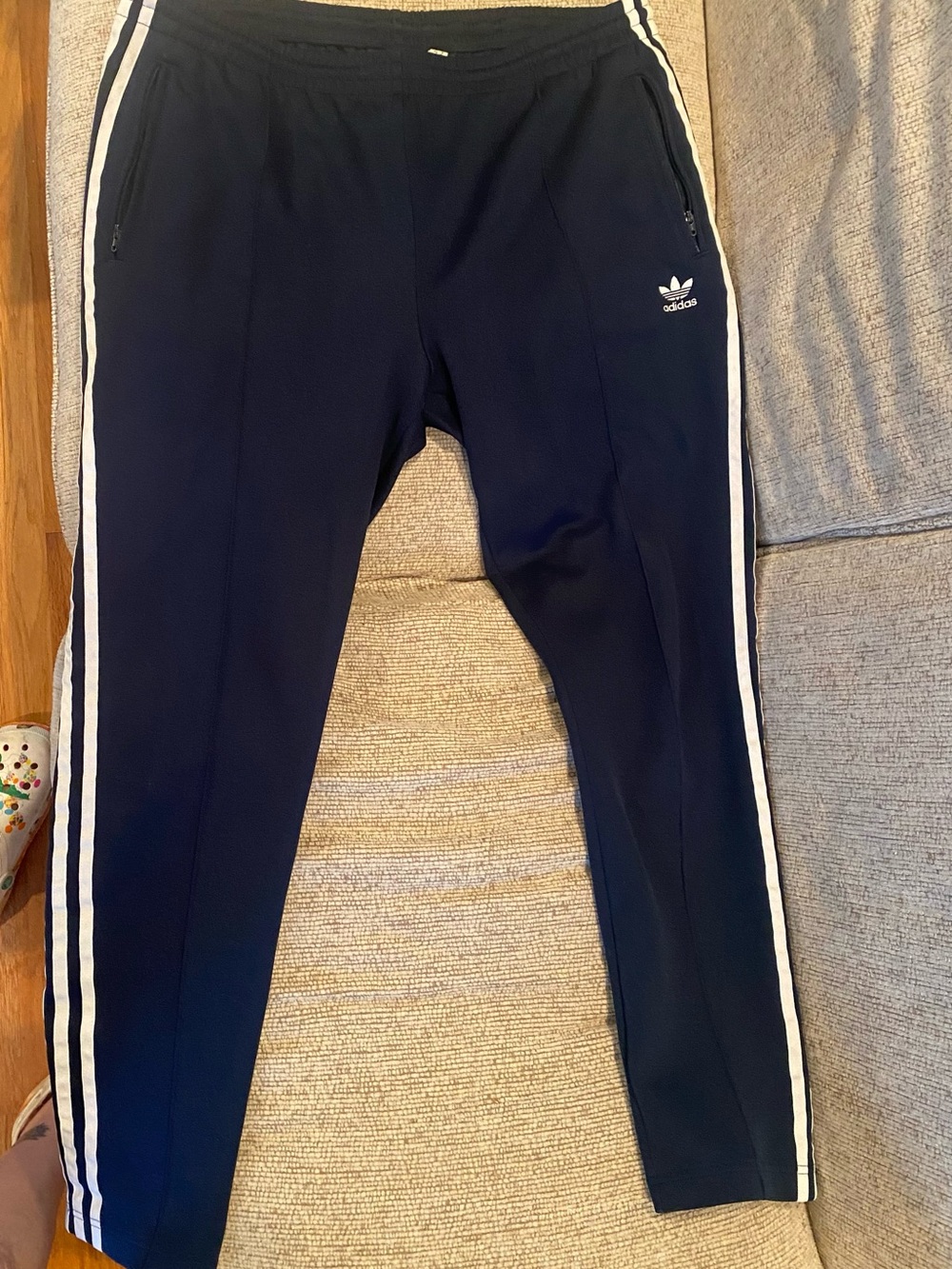 adidas Navy Blue Track Jacket/Suit with White Stripes and pants SST - Picture 9 of 9